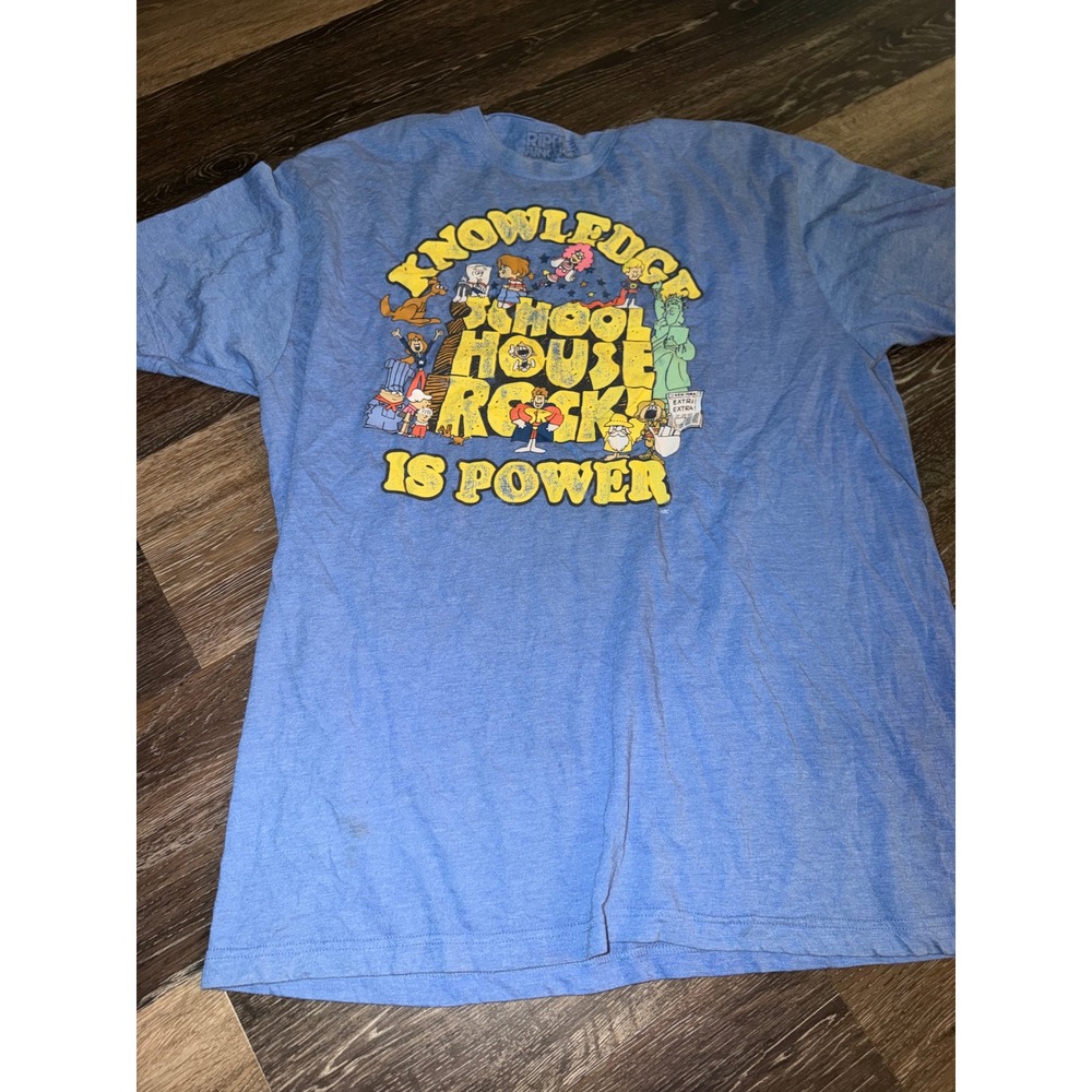 Ripple Junction Schoolhouse Rock Knowledge Is Power Blue Graphic Tee Shirt y2k‎